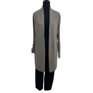 Olsen Long Olive Color Open Front Cardigan size 10